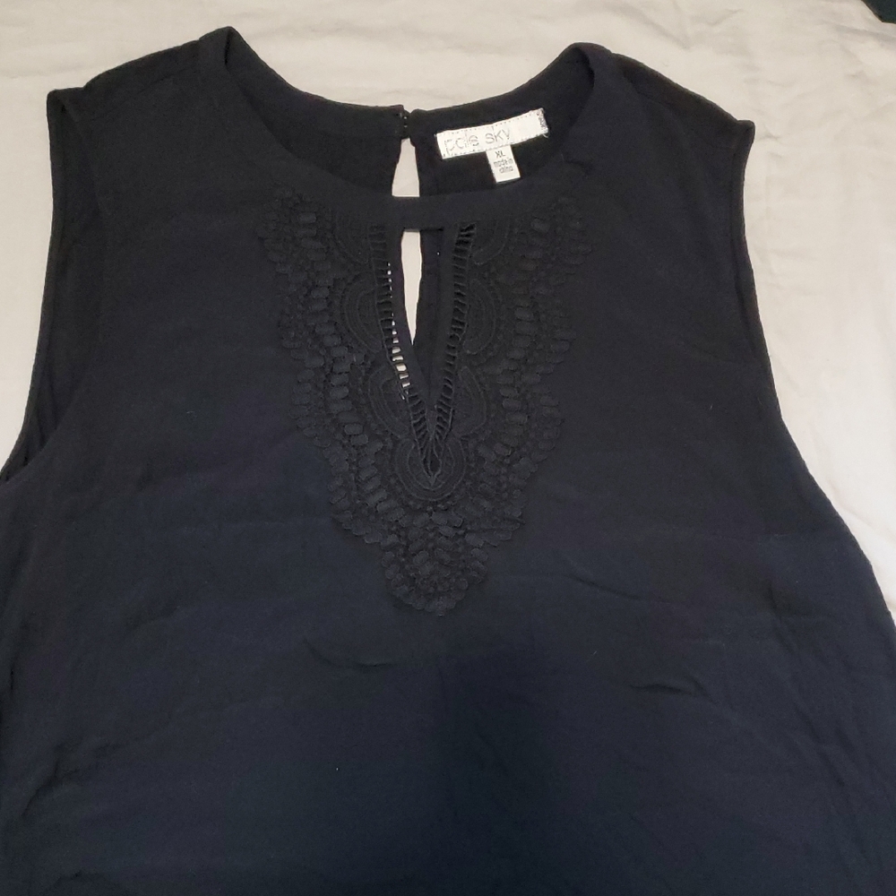 Black Lace Detail Sleeveless Top